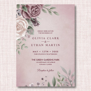 Invitación Rústica Rosa Floral Bouquet Rosa