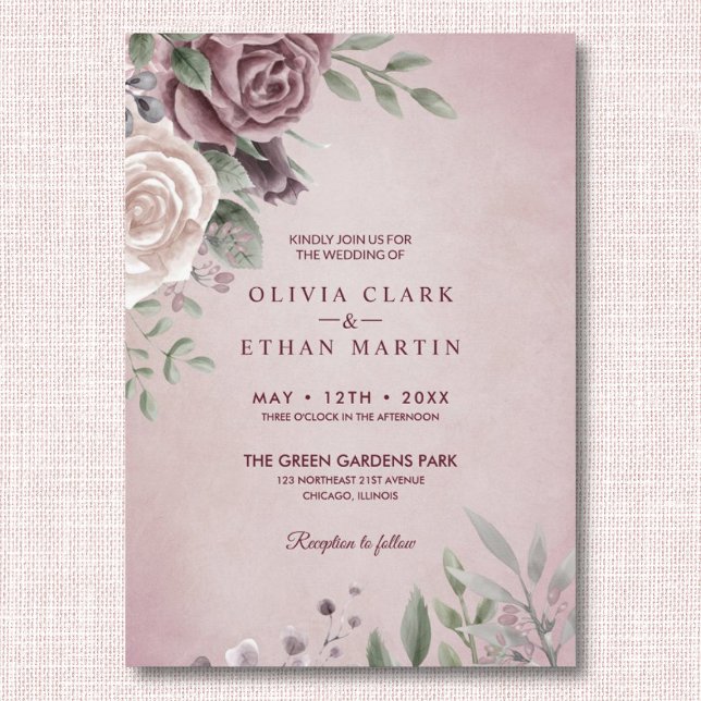 Invitación Rústica Rosa Floral Bouquet Rosa (Subido por el creador)