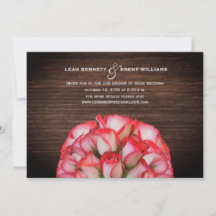 Invitación Rústica Rose Bouquet, Boda de transmisión en vivo 