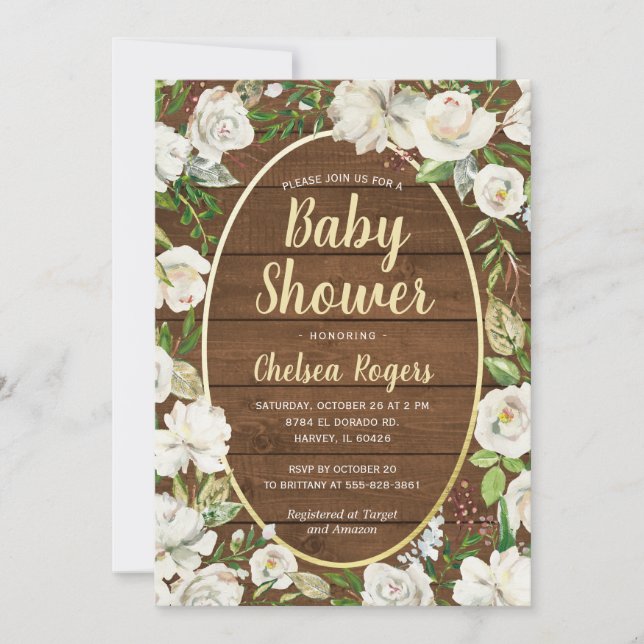 Invitación Rústica Sensación de Baby Shower en un país neutra (Anverso)