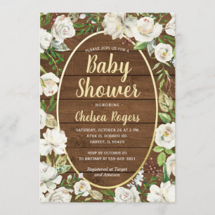 Invitación Rústica Sensación de Baby Shower en un país neutra