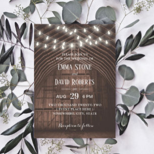 Invitación Rústica String ilumina a Boda de granero de época