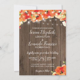 Invitación Rústica String ilumina a Boda de verano de amapola