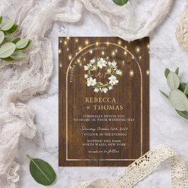 Invitación Rústica String ilumina el Arco de Oro Magnolia Bod