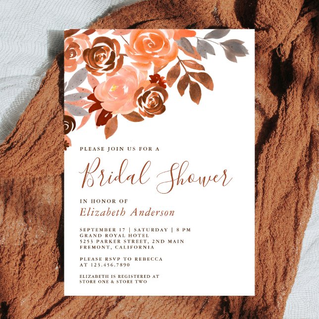 Invitación Rústica Tercia Terracota Floral Bridal Shower (Subido por el creador)