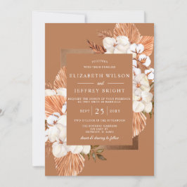 Invitación Rústica Terracota Boho Pampas Orchids Boda