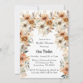 Invitación Rústica Terracota Cream Floral Bridal Shower
