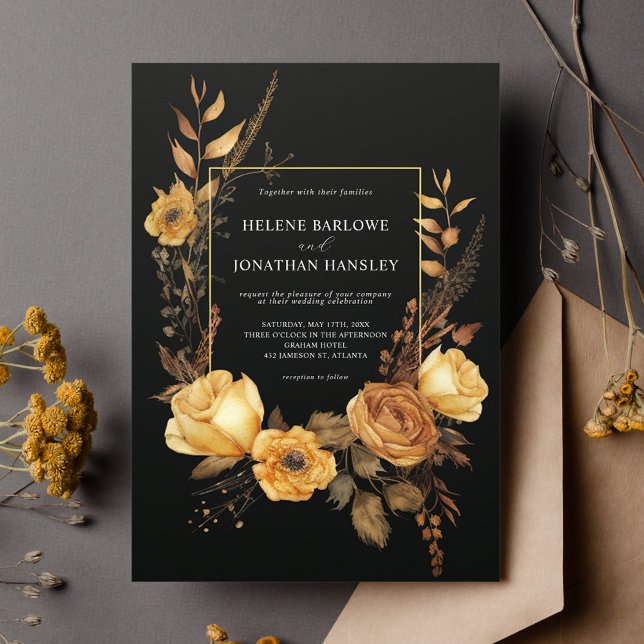 Invitación Rústica Terracota Elegante Moody Boda de otoño osc (Rustic Terracotta Elegant Dark Moody Fall Wedding Invitation)