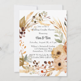 Invitación Rústica Terracota Floral Boda Ducha Parejas