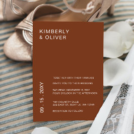 Invitación Rústica Terracota quemada Naranja Boda moderno