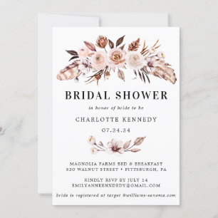 Invitación Rústica terracota Rubor Boho Bridal Shower