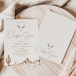 Invitación Rústica Terracota Western Couple Shower Bridal