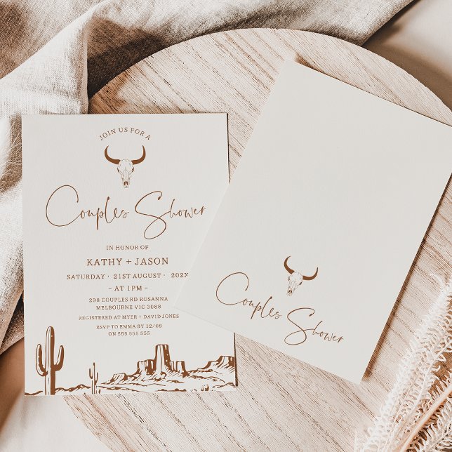 Invitación Rústica Terracota Western Couple Shower Bridal (Western Couples Shower Invitation, Rustic, Country Western, Rodeo Couples Shower Invitation Desert)