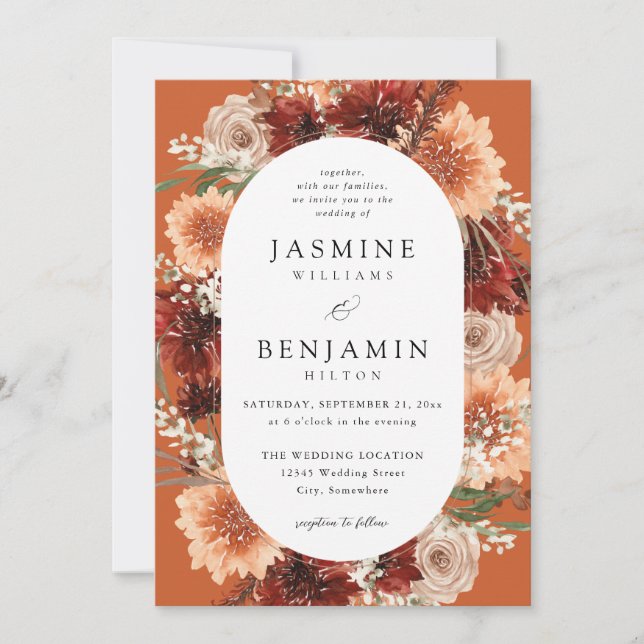Invitación Rústica Tierra y Champagne Florencia Boda o2 (Anverso)