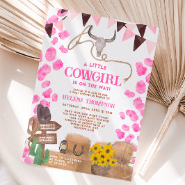 Invitación Rústica, una pequeña vaquera, ducha de bebé de vac