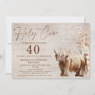 Invitación Rústica vaca sagrada vaca en Highland 40 cumpleaño