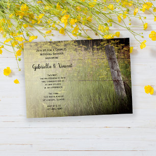 Invitación Rústica valla post Parejas del campo Ducha de matr
