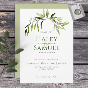 Invitación Rústica vegetación Boda verde claro