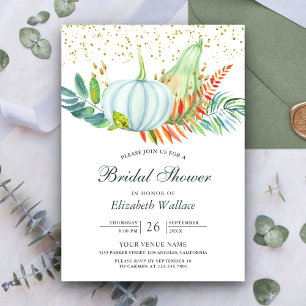Invitación Rústica vegetación Calabaza blanca Caída Ducha Bri