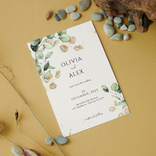 Invitación Rústica vegetación con sutil toque de oro