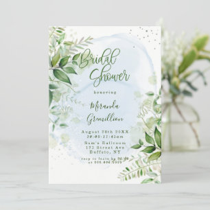 Invitación Rústica vegetación Dusty Blue Airy Bridal Shower I