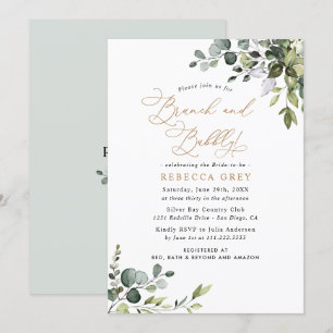 Invitación Rústica vegetación Gold Brunch & Bubbly Bridal Sho