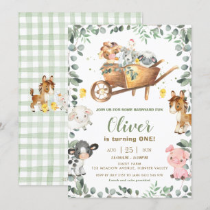 Invitación Rústica vegetación Granja de animales Barnyard Cum