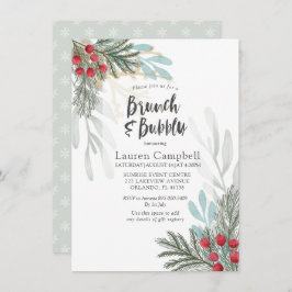 Invitación Rústica vegetación invierno acuarela ducha de novi