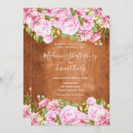 Invitación Rústica vegetación Rubor Pink Peony Boda