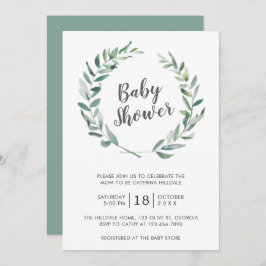 Invitación Rústica vegetación Wreath Sexo Neutral Baby Shower