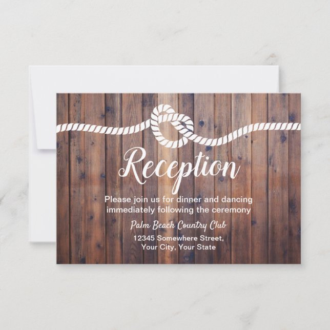 Invitación Rústica vinculación de la recepción de bodas de Kn (Anverso)