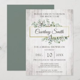 Invitación Rústica Wood Southern Cotton Boll Bridal Shower