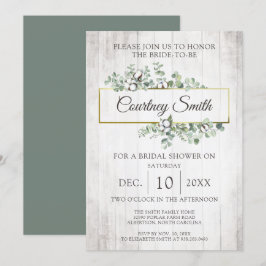 Invitación Rústica Wood Southern Cotton Boll Bridal Shower