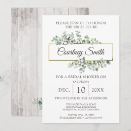 Invitación Rústica Wood Southern Cotton Boll Bridal Shower