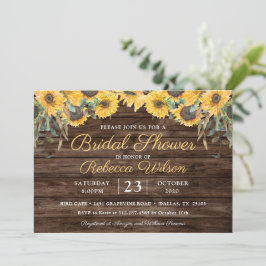 Invitación Rústica Wood Sunflower Country Barn Bridal Shower