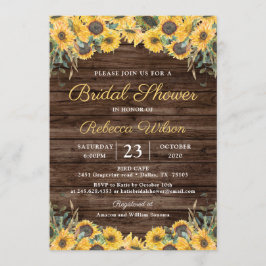 Invitación Rústica Wood Sunflower Country Barn Bridal Shower