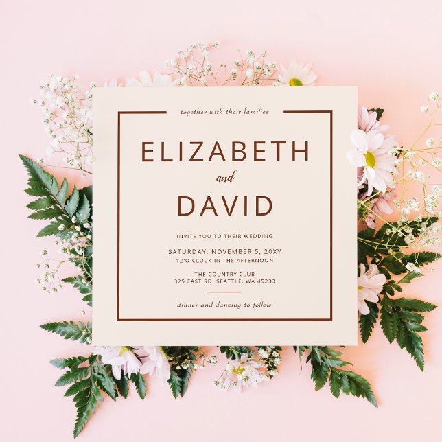 Invitación Rústica y cálida terracota Boda Minimalista modern (Subido por el creador)