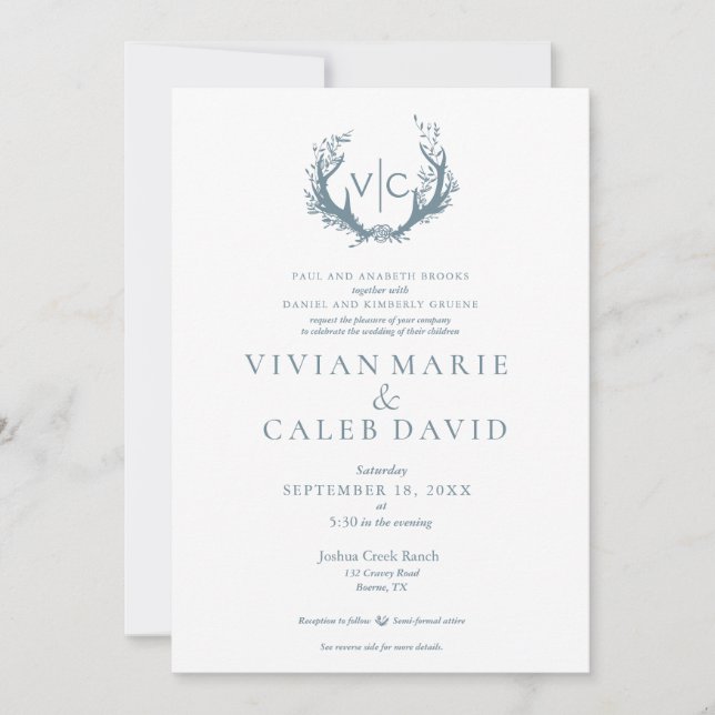 Invitación Rústicas anhelas con flor | BODA (Anverso)