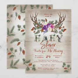 Invitación Rústicas Antlers y Pine Brands Baby Shower