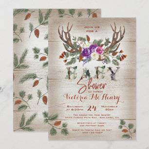 Invitación Rústicas Antlers y Pine Brands Baby Shower
