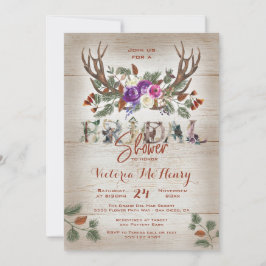 Invitación Rústicas Antlers y Ramas de Pino Ducha Bridal