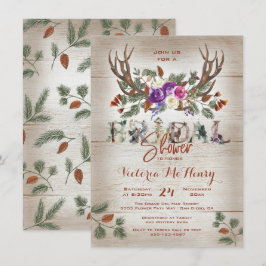 Invitación Rústicas Antlers y Ramas de Pino Ducha Bridal