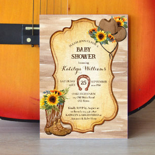 Invitación Rústicas botas de vaquero y girasoles gorras acuar
