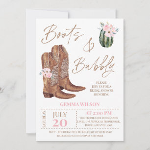 Invitación Rústicas brotes de flores rosadas y burbujas de du