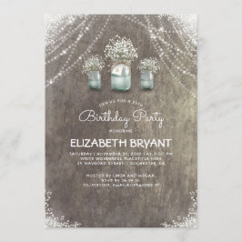 Invitación Rústicas frascas de mason y fiesta de cumpleaños d