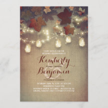 Rústicas hojas de arce y mason Jars caen en matrim