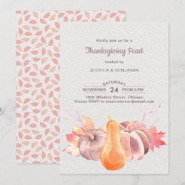Invitación Rústicas Hojas De Caída Y Festín De Acción De Grac