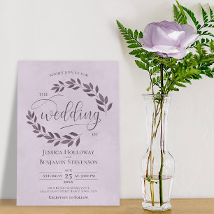 Invitación Rústicas y turbias hojas moradas elegante Boda de 
