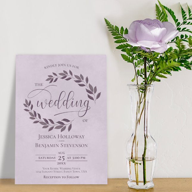 Invitación Rústicas y turbias hojas moradas elegante Boda de  (Subido por el creador)