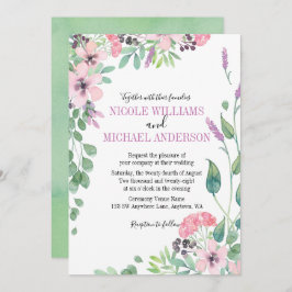 Invitación RUSTICIA Lilac acuarela peony Foliage BODA